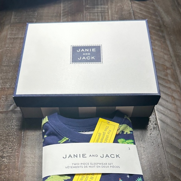 Janie and Jack Kids Dinosaur Pajama Set - Navy and Green - Picture 3 of 4